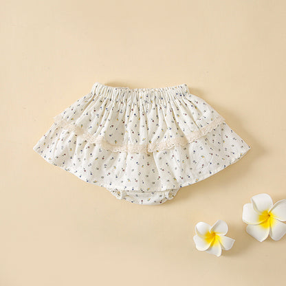 Infant Floral Culottes Lotus Leaf Lace Bread