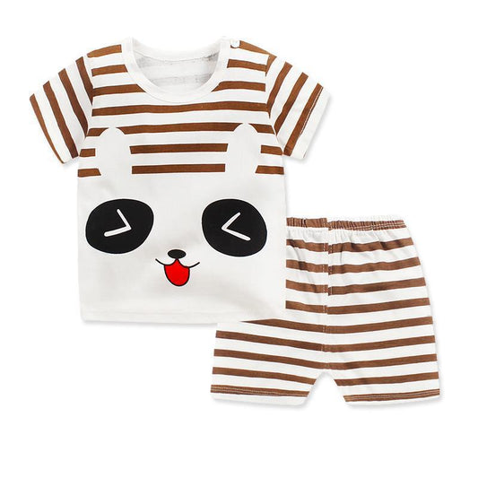 Children's Short-Sleeved Suit Men's Stall New Baby Pajamas Girls Summer Shorts