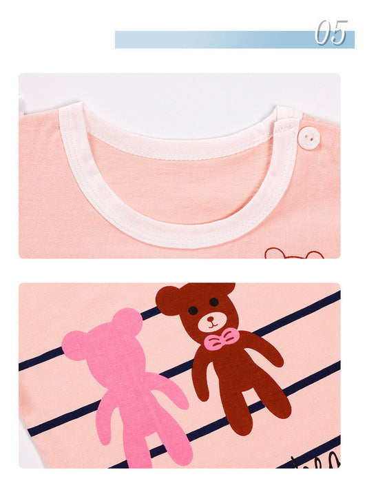 Children's Short-Sleeved Suit Men's Stall New Baby Pajamas Girls Summer Shorts