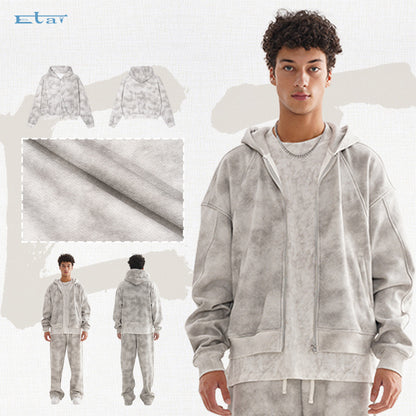 Men's Heavy Distressed Cardigan Zipper Sweater