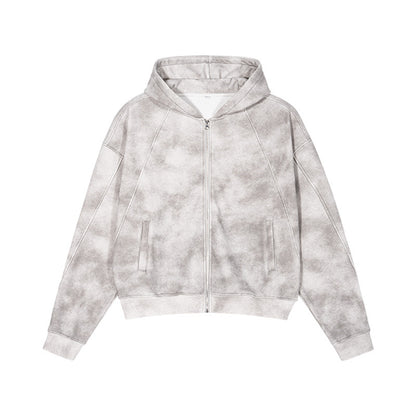 Men's Heavy Distressed Cardigan Zipper Sweater
