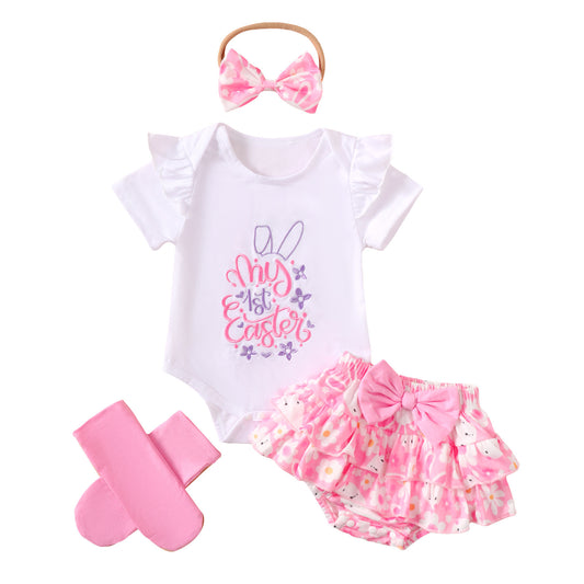 Fashion Children's Summer Embroidery Four-piece Set