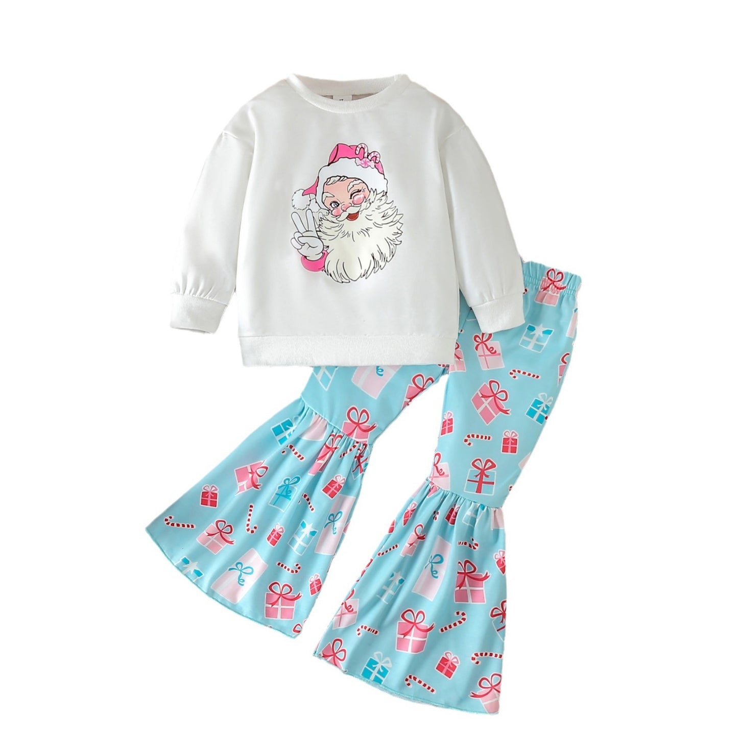 Cute Santa Claus Printed Sweater Suit
