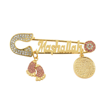 Full Diamond Foot Letter Metal Brooch Advanced Refined Personalized Clothing Ornament