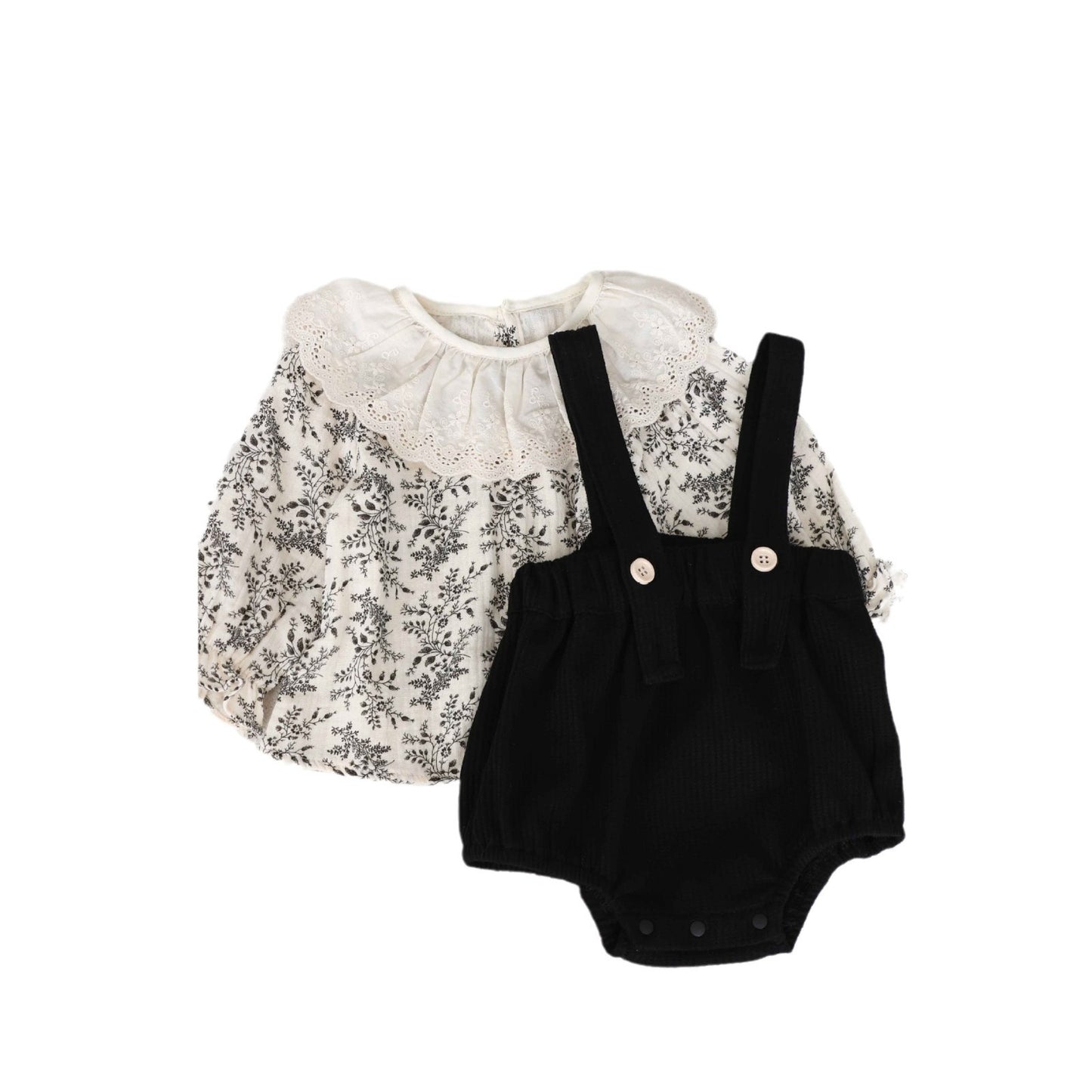 Floral Top Girls' Overalls Suit