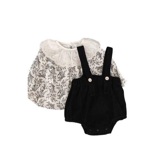 Floral Top Girls' Overalls Suit