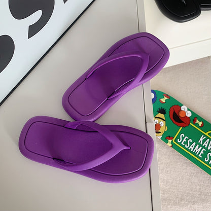Fashion Solid Color Flip-flops Women's Soft Bottom Flip-flops