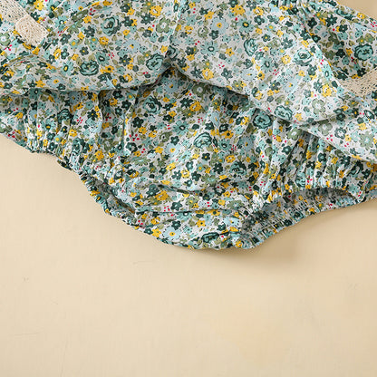 Infant Floral Culottes Lotus Leaf Lace Bread