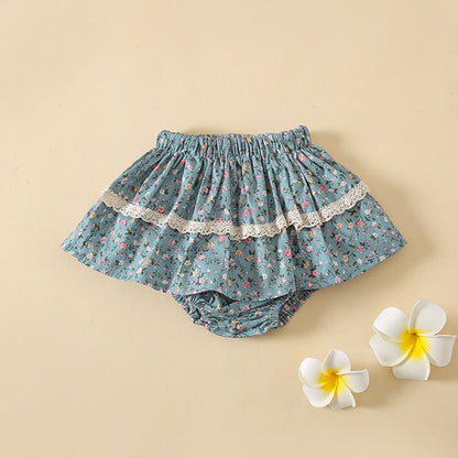 Infant Floral Culottes Lotus Leaf Lace Bread