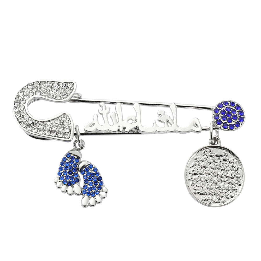 Full Diamond Foot Letter Metal Brooch Advanced Refined Personalized Clothing Ornament
