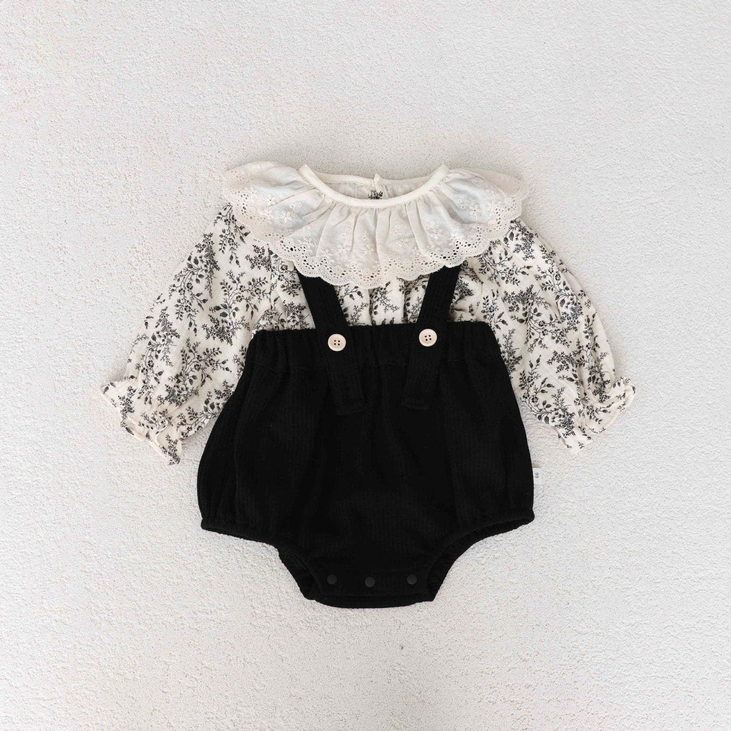 Floral Top Girls' Overalls Suit