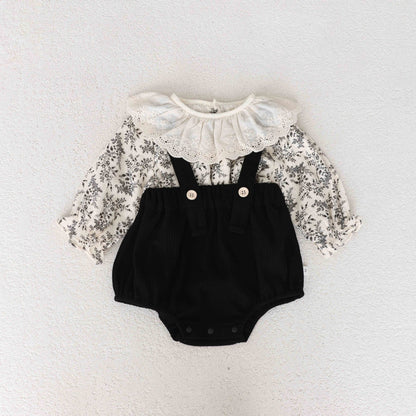 Floral Top Girls' Overalls Suit