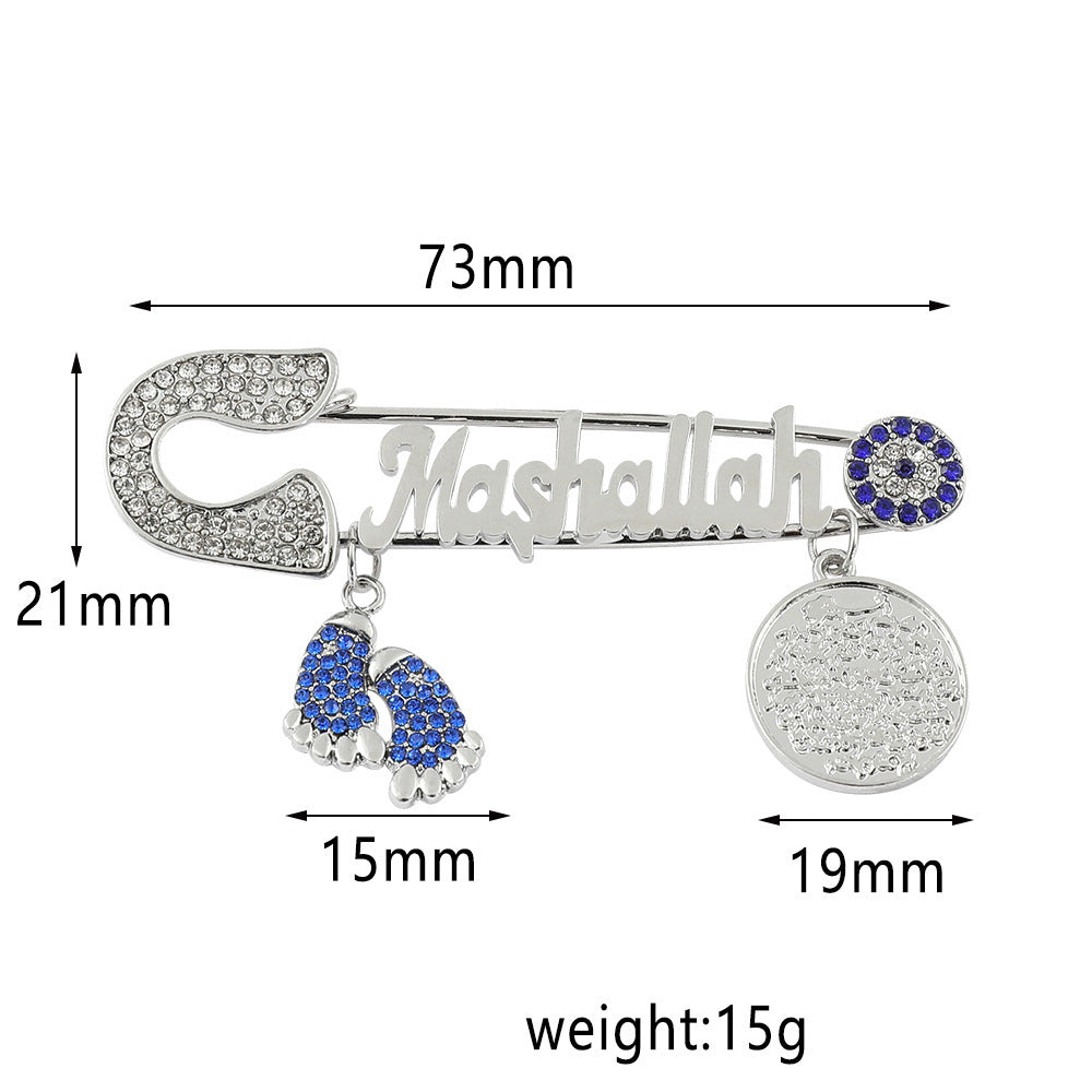 Full Diamond Foot Letter Metal Brooch Advanced Refined Personalized Clothing Ornament
