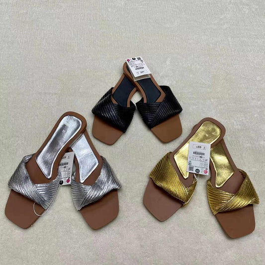 Casual All-matching Fashion Pleated Women's Flat Slippers