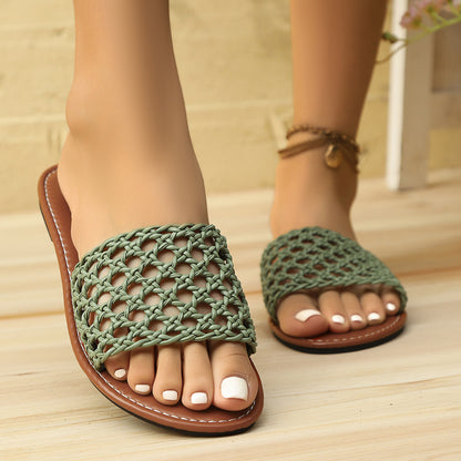 Mesh Slippers Women's Shoes Square Toe