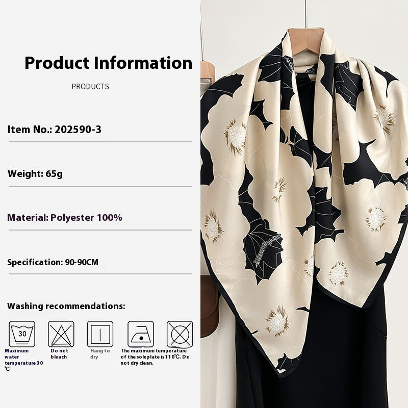 Design Floral Printed Square Scarf Women's Artistic Style Retro