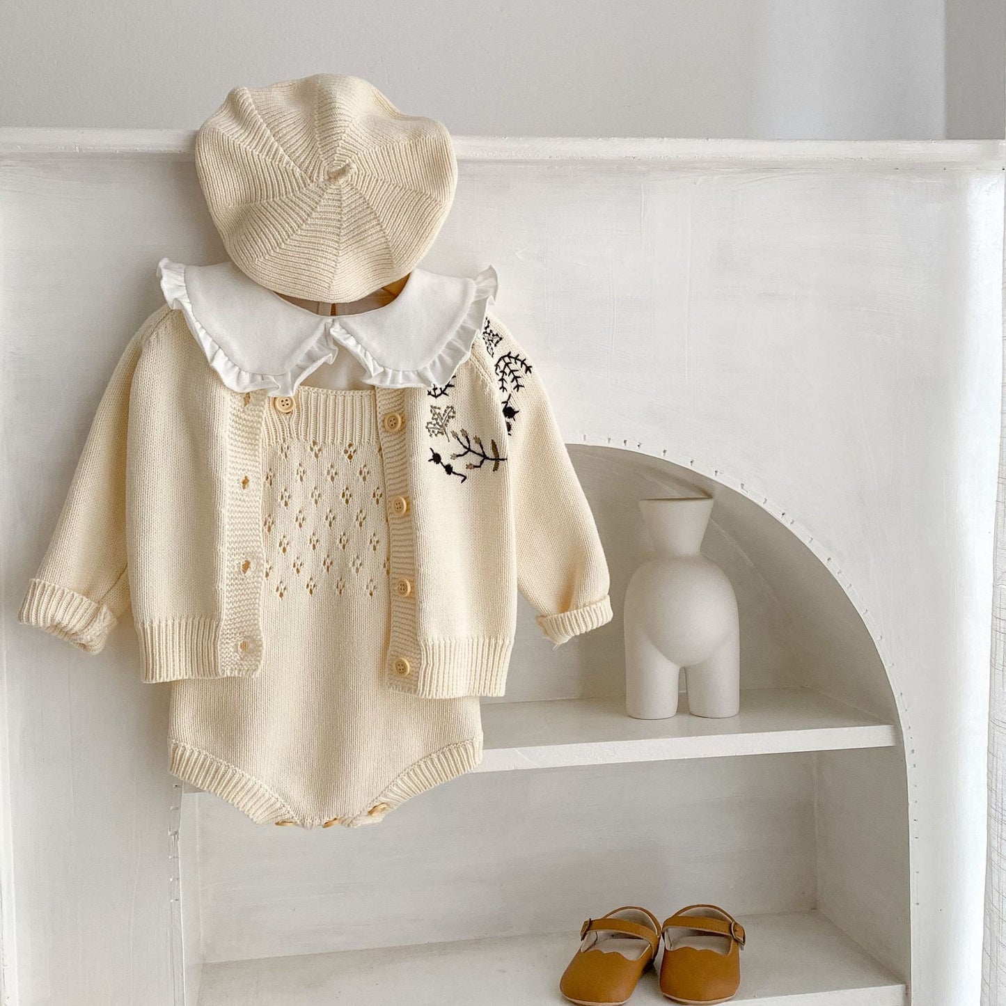 Children's Knitted Embroidered Flower Sweater