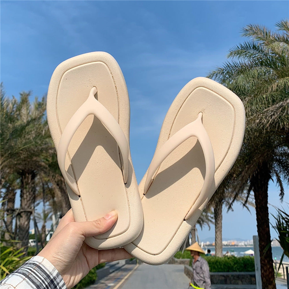 Fashion Solid Color Flip-flops Women's Soft Bottom Flip-flops