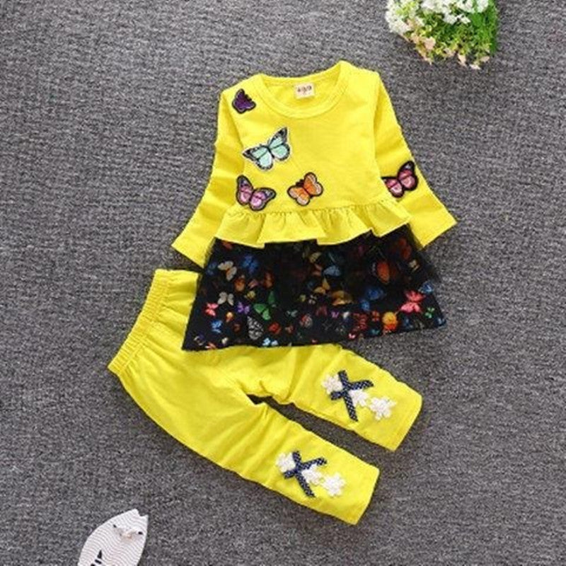 Girl's Leisure 2-piece Set With Bow Pattern Printing
