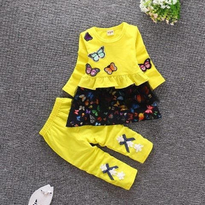 Girl's Leisure 2-piece Set With Bow Pattern Printing