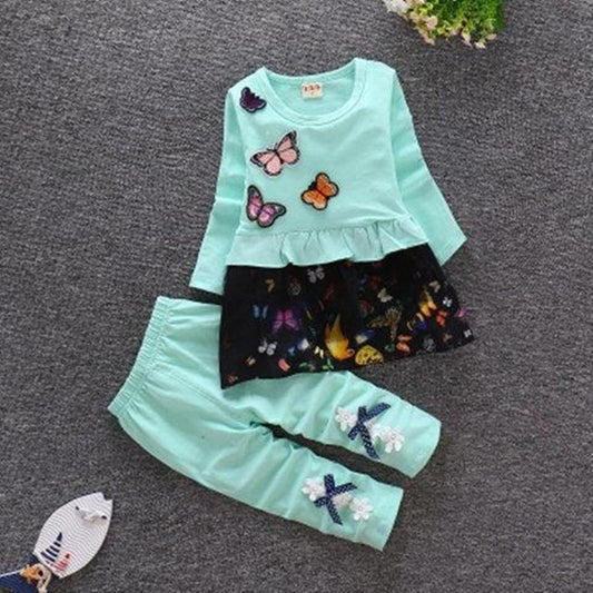 Girl's Leisure 2-piece Set With Bow Pattern Printing
