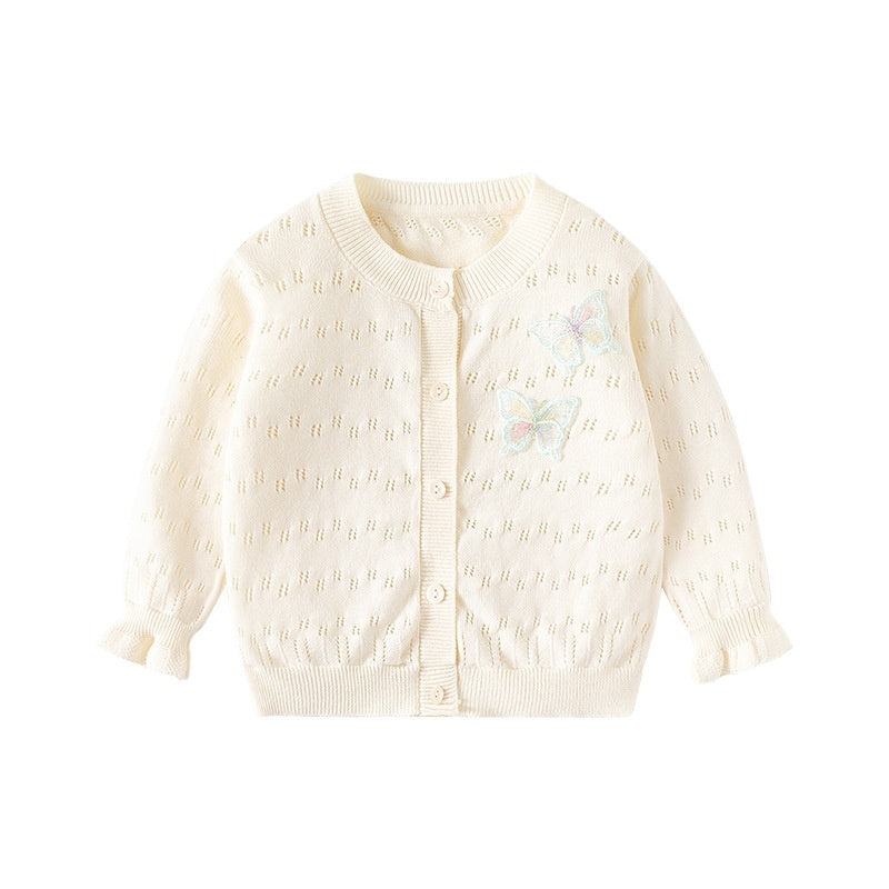 Sweet Thin Hollow Knitted Girl's Cardigan