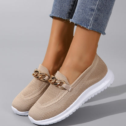 New Large Size Flat Heel Mesh Breathable Flying Woven Slip-on Women