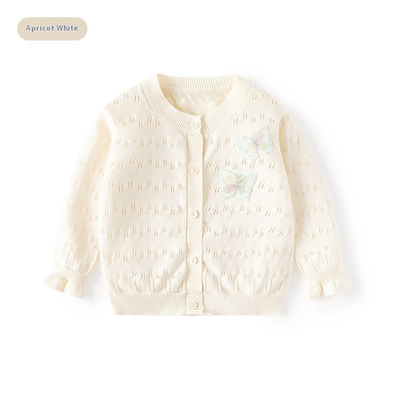 Sweet Thin Hollow Knitted Girl's Cardigan