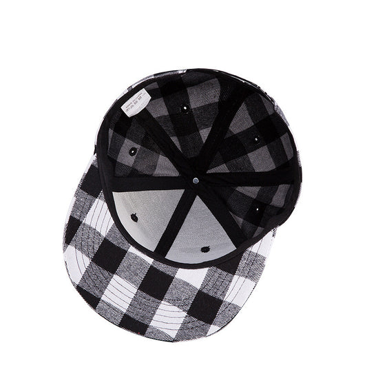 Explosive Black And White Plaid Tide Men And Women All Match Hip Hop Hat