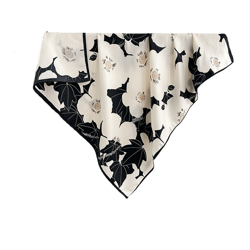 Design Floral Printed Square Scarf Women's Artistic Style Retro