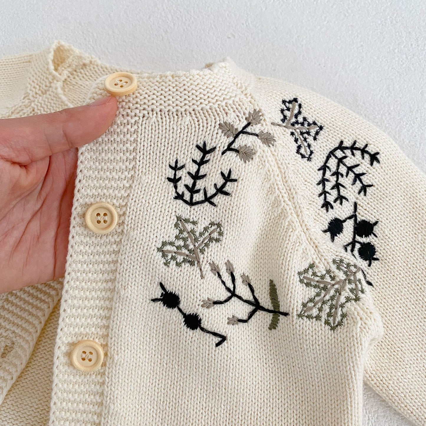 Children's Knitted Embroidered Flower Sweater