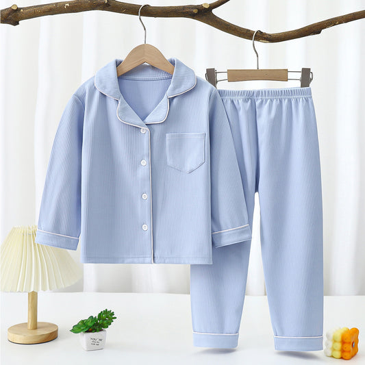 Men's And Women's Long-sleeved Lapel Loungewear Two-piece Set